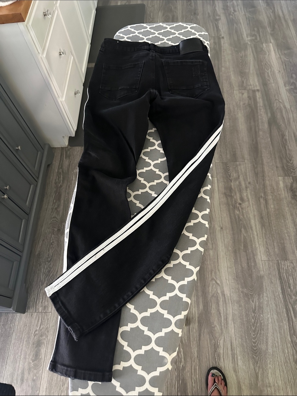 Rue21 Black Straight-Leg Jeans with White Side Stripes